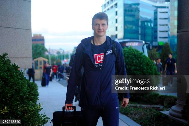 Victor Khryapa, #31 of CSKA Moscow during the CSKA Moscow Arrival to participate of 2018 Turkish Airlines EuroLeague F4 at Hyatt Regency Hotel on May...