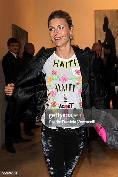 Martina Colombari attends the Jorg Immendorff show at the Cardi Black Box Gallery on January 21, 2010 in Milan, Italy.