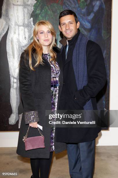 Barbara Berlusconi and Giorgio Valaguzza attend the Jorg Immendorff show at the Cardi Black Box Gallery on January 21, 2010 in Milan, Italy.