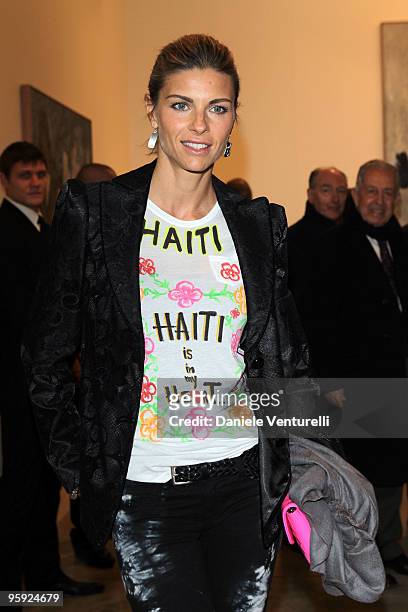 Martina Colombari attends the Jorg Immendorff show at the Cardi Black Box Gallery on January 21, 2010 in Milan, Italy.