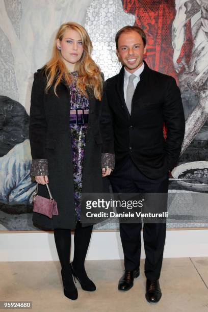 Barbara Berlusconi and Nicolo Cardi attend the Jorg Immendorff show at the Cardi Black Box Gallery on January 21, 2010 in Milan, Italy.