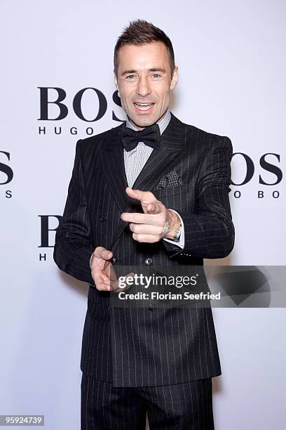 Host Kai Pflaume arrives at the BOSS Black Fashion Show during the Mercedes-Benz Fashion Week Berlin Autumn/Winter 2010 at the Hamburger Bahnhof on...