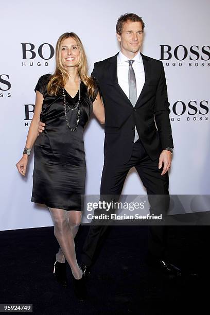 Jens Lehmann and wife Conny Lehmann arrive at the BOSS Black Fashion Show during the Mercedes-Benz Fashion Week Berlin Autumn/Winter 2010 at the...