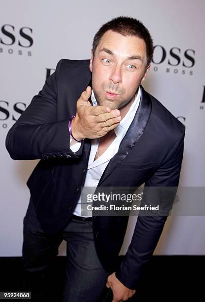 Host Marco Schreyl arrives at the BOSS Black Fashion Show during the Mercedes-Benz Fashion Week Berlin Autumn/Winter 2010 at the Hamburger Bahnhof on...
