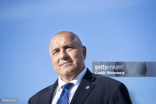 Boyko Borissov, Bulgaria's prime minister, awaits the arrival of guests for a European Union heads of state dinner at Sofia Tech Park in Sofia,...