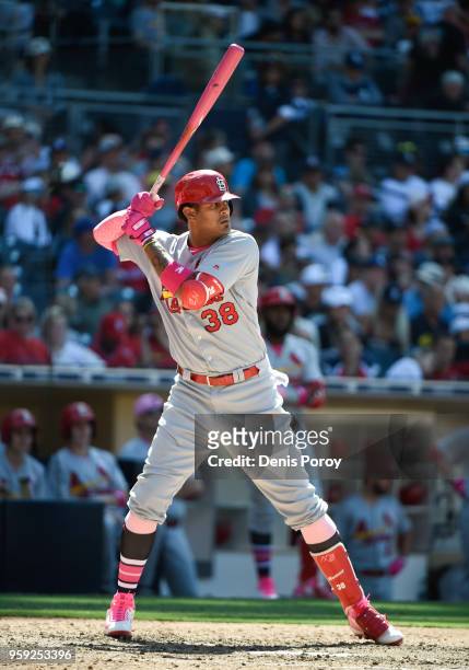Jose Martinez of the St. Louis Cardinals plays during a baseball game against the San Diego Padres at PETCO Park on May 13, 2018 in San Diego. Jose...