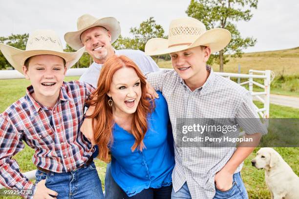 Chef Ree Drummond, sons Todd, Bryce and husband Ladd are photographed for People Magazine on August 25, 2017 in Oklahoma. PUBLISHED IMAGE.