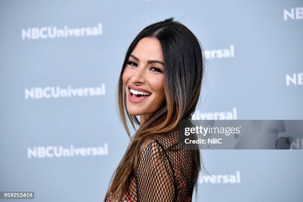 NBCUniversal Upfront in New York City on Monday, May 14, 2018 -- Red Carpet -- Pictured: Sarah Shahi, "Reverie" on NBC --