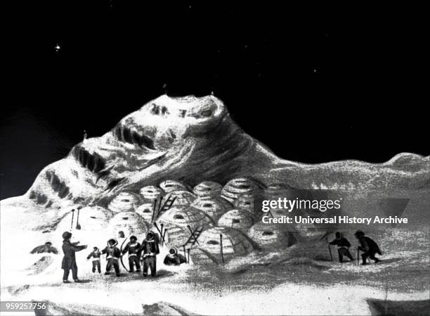 Illustration depicting the Eskimo village of North Hendon, named by the Ross expedition led by John Ross. John Ross a British naval officer and...