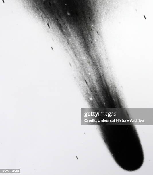 Photograph of Halley's Comet in 1910. Discovered by Edmond Halley an English astronomer, geophysicist, mathematician, meteorologist, and physicist....