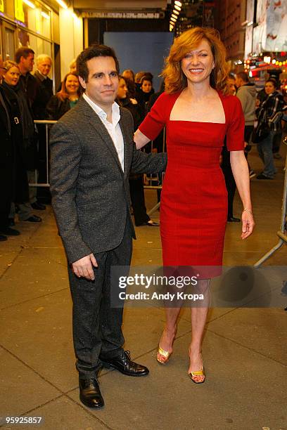 Julie White and Mario Cantone attend the opening night of ''Present Laughter'' at the American Airlines Theatre on January 21, 2010 in New York City.