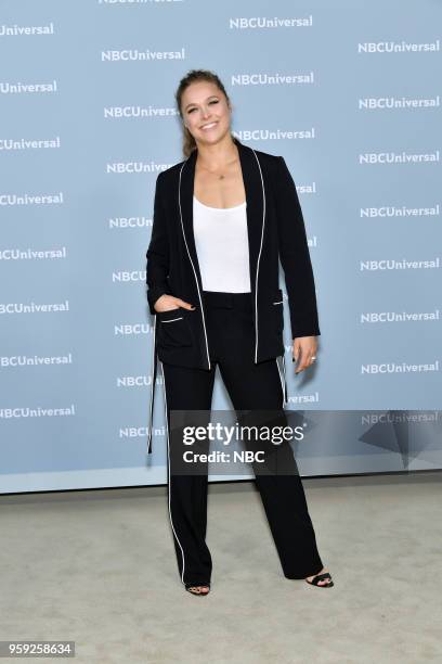NBCUniversal Upfront in New York City on Monday, May 14, 2018 -- Red Carpet -- Pictured: Rhonda Rousey, "WWE" on USA Network --