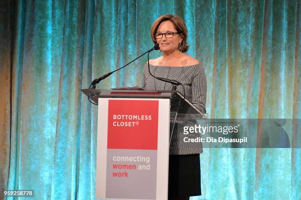 Maggie Lear speaks on stage at the Bottomless Closet's 19th Annual Spring Luncheon on May 16, 2018 in New York City.