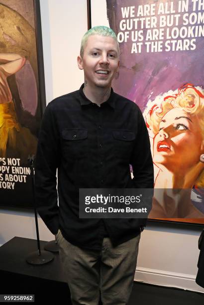 Professor Green attends a private view of The Connor Brothers new exhibition "Call Me Anything But Ordinary" featuring a charity auction in...