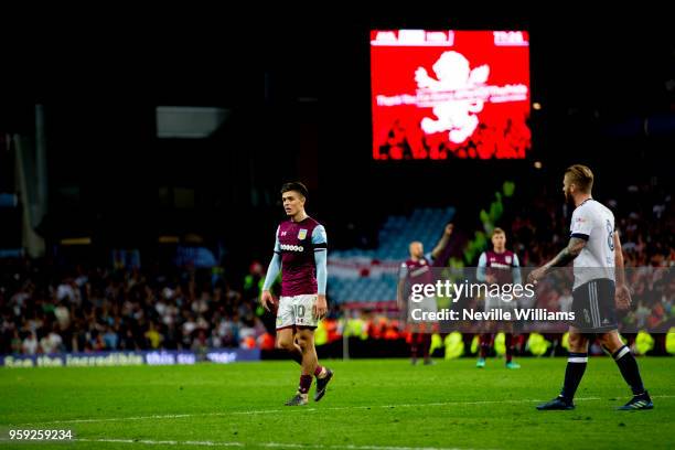 Jack Grealish of Aston Villa during the Sky Bet Championship Play Off Semi Final Second Leg match between Aston Villa and Middlesbrough at Villa Park...