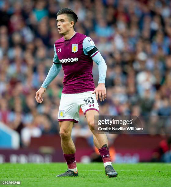 Jack Grealish of Aston Villa during the Sky Bet Championship Play Off Semi Final Second Leg match between Aston Villa and Middlesbrough at Villa Park...