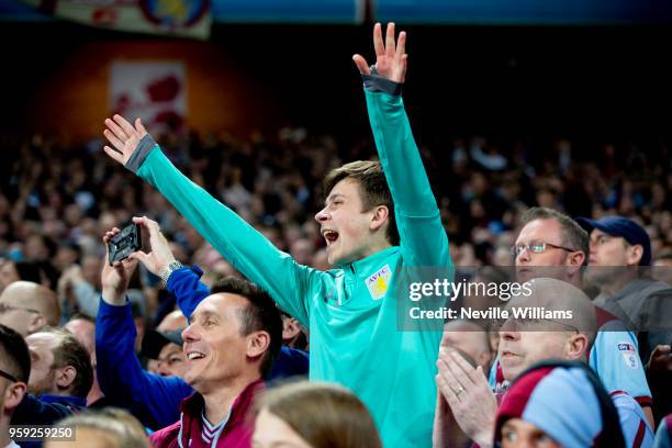 Aston Villa fans after the Sky Bet Championship Play Off Semi Final Second Leg match between Aston Villa and Middlesbrough at Villa Park on May 15,...