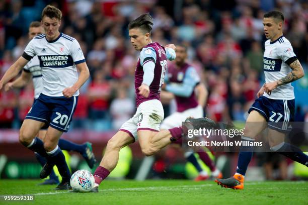 Jack Grealish of Aston Villa during the Sky Bet Championship Play Off Semi Final Second Leg match between Aston Villa and Middlesbrough at Villa Park...