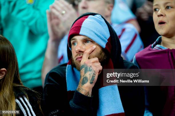 Aston Villa fans after the Sky Bet Championship Play Off Semi Final Second Leg match between Aston Villa and Middlesbrough at Villa Park on May 15,...