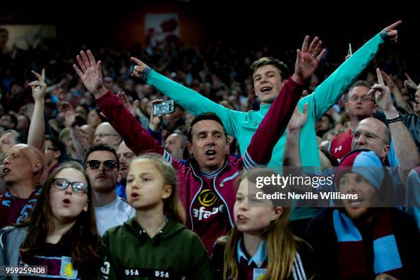 Aston Villa fans after the Sky Bet Championship Play Off Semi Final Second Leg match between Aston Villa and Middlesbrough at Villa Park on May 15,...