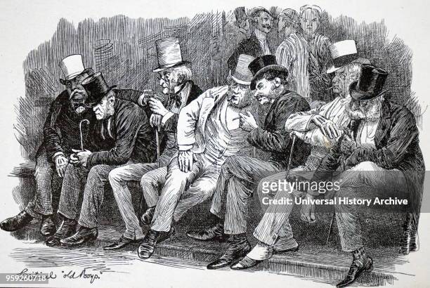 Engraving depicting spectators at the Eton and Harrow cricket match. Dated 19th century.