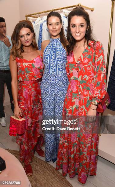 Niomi Smart, Sarah Ann Macklin and Rosanna Falconer attend the Beulah London store opening on May 16, 2018 in London, England.