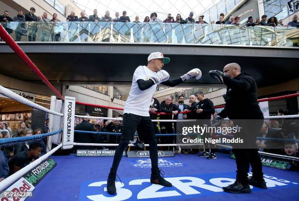 World Featherweight Champion Lee Selby during a public workout in the Trinity Centre on May 16, 2018 in Leeds, England. Selby will defend his IBF...