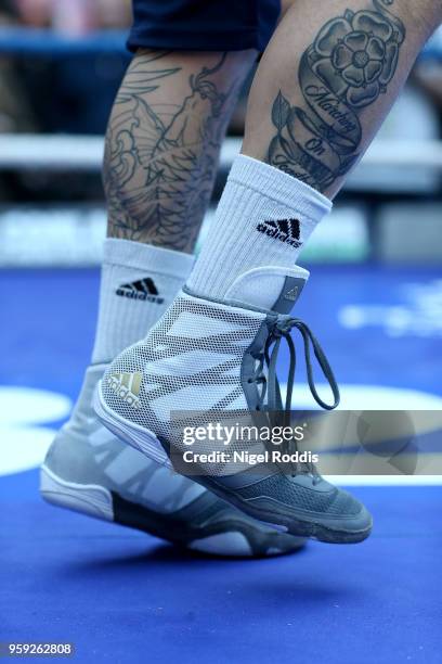 Josh Warrington during a public workout in the Trinity Centre on May 16, 2018 in Leeds, England. Warrington will fight IBF World champion Lee Selby...