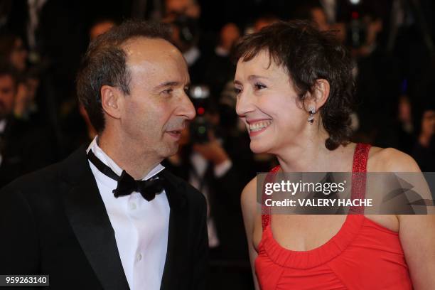 Italian actress and producer Nicoletta Braschi and her husband, Italian actor and director Roberto Benigni arrive on May 16, 2018 for the screening...