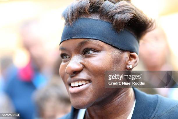 Nicola Adams during a public workout in the Trinity Centre on May 16, 2018 in Leeds, England. Adams will fight on the undercard of the IBF...