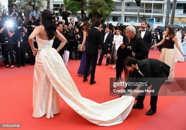 Adriana Lima attends the screening of "Burning" during the 71st annual Cannes Film Festival at Palais des Festivals on May 16, 2018 in Cannes, France.