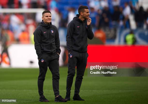Kevin Gameiro and Lucas Hernandez of Atletico de Madrid prior the match of the UEFA Europa League final between Atletico de Madrid against Olympique...