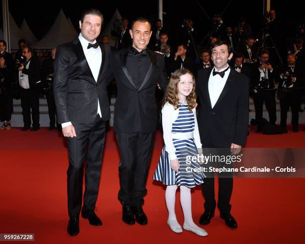 Actor Edoardo Pesce, director Matteo Garrone, actress Alida Baldari Calabria and actor Marcello Fonte attend the screening of "Dogman" during the...