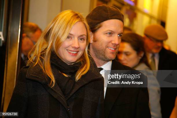 Hope Davis and John Patrick Walker attend the opening night of "Present Laughter" at the American Airlines Theatre on January 21, 2010 in New York...