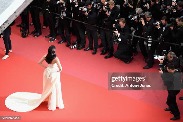 Adriana Lima attends the screening of "Burning" during the 71st annual Cannes Film Festival at Palais des Festivals on May 16, 2018 in Cannes, France.