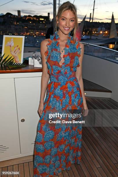 Martha Hunt attends the Lark and Berry launch party on a private yacht during the 71st Cannes Film Festival on May 16, 2018 in Cannes, France.