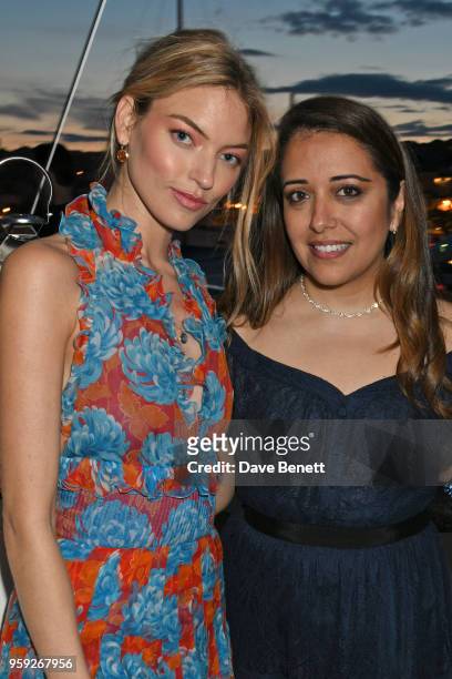 Martha Hunt and Laura Chavez attend the Lark and Berry launch party on a private yacht during the 71st Cannes Film Festival on May 16, 2018 in...