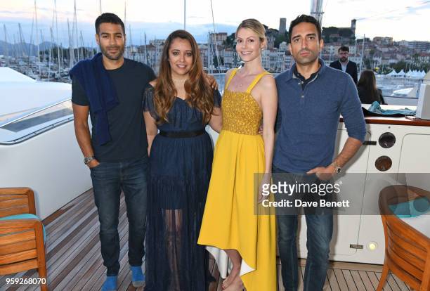 Laura Chavez , Kate Tik and guests attend the Lark and Berry launch party on a private yacht during the 71st Cannes Film Festival on May 16, 2018 in...