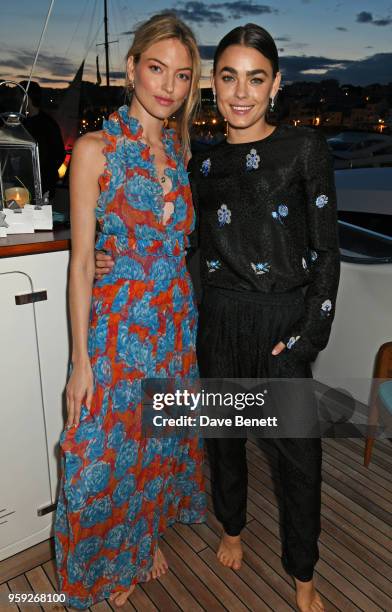 Martha Hunt and Bambi Northwood-Blyth attend the Lark and Berry launch party on a private yacht during the 71st Cannes Film Festival on May 16, 2018...