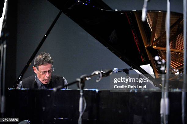 Phillip Glass performs at the Apple Store Soho on January 21, 2010 in New York City.