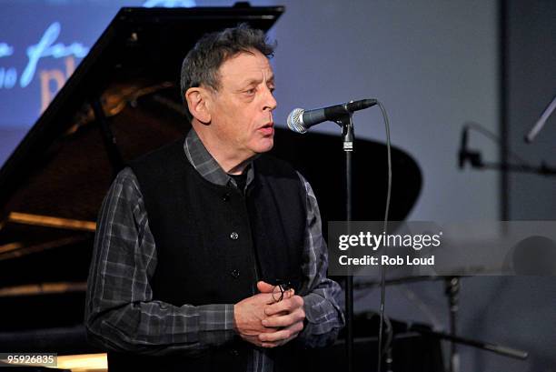 Phillip Glass performs at the Apple Store Soho on January 21, 2010 in New York City.