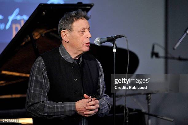 Phillip Glass performs at the Apple Store Soho on January 21, 2010 in New York City.