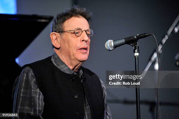 Phillip Glass performs at the Apple Store Soho on January 21, 2010 in New York City.