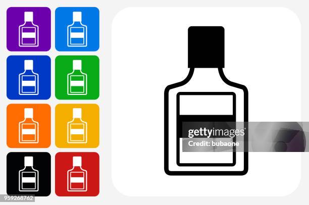 glue bottle icon square button set - glue stick white background stock illustrations