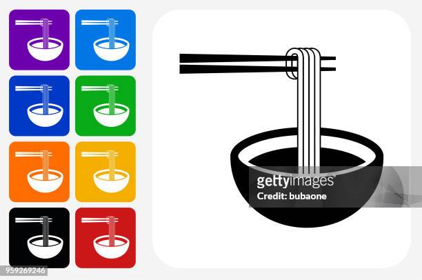 麺スープ アイコン広場ボタン セット - 和食器点のイラスト素材／クリップアート素材／マンガ素材／アイコン素材