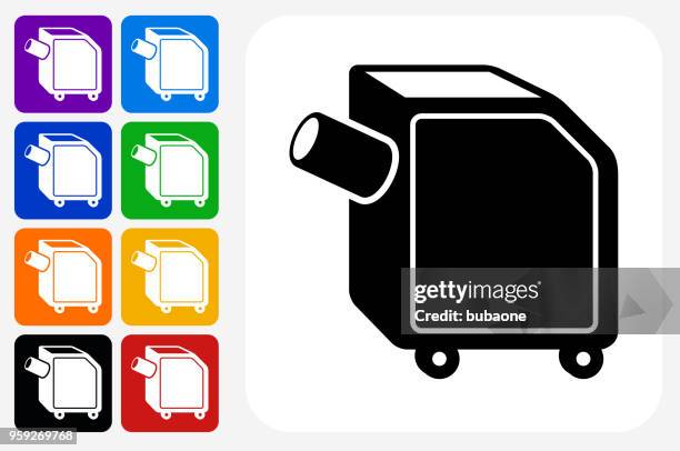 shredding machine icon square button set - shredding machine stock illustrations