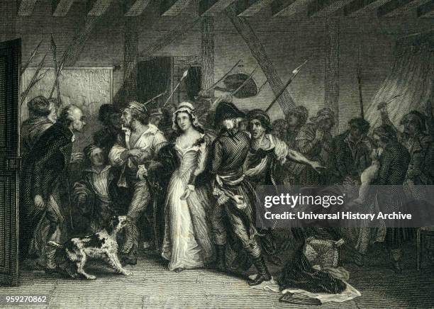 Engraving depicting Charlotte Corday a figure of the French Revolution. Dated 18th century.