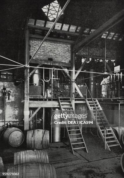 Calvados distillery, France, photo from Les Merveilles des Sciences et de l'Industrie, by Eugene-Henri Weiss, published by Hachette, Paris, 1926.