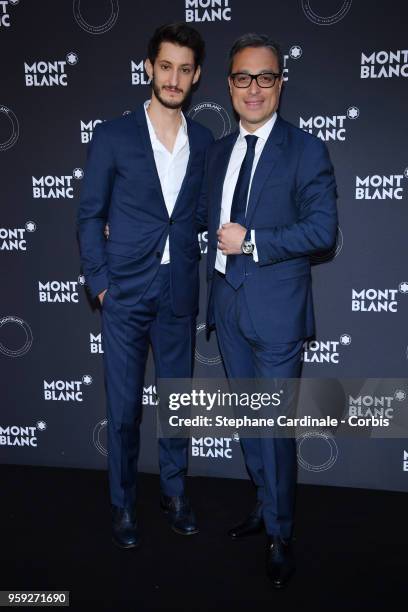 Pierre Niney and CEO of Montblanc Nicolas Baretzki attend as Montblanc launch new collection and dinner hosted by Charlotte Casiraghi during the 71st...