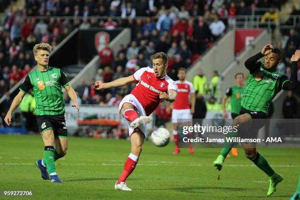Will Vaulks of Rotherham United scores a goal to make it 2-0 during the Sky Bet League One Play Off Semi Final:Second Leg between Rotherham United...